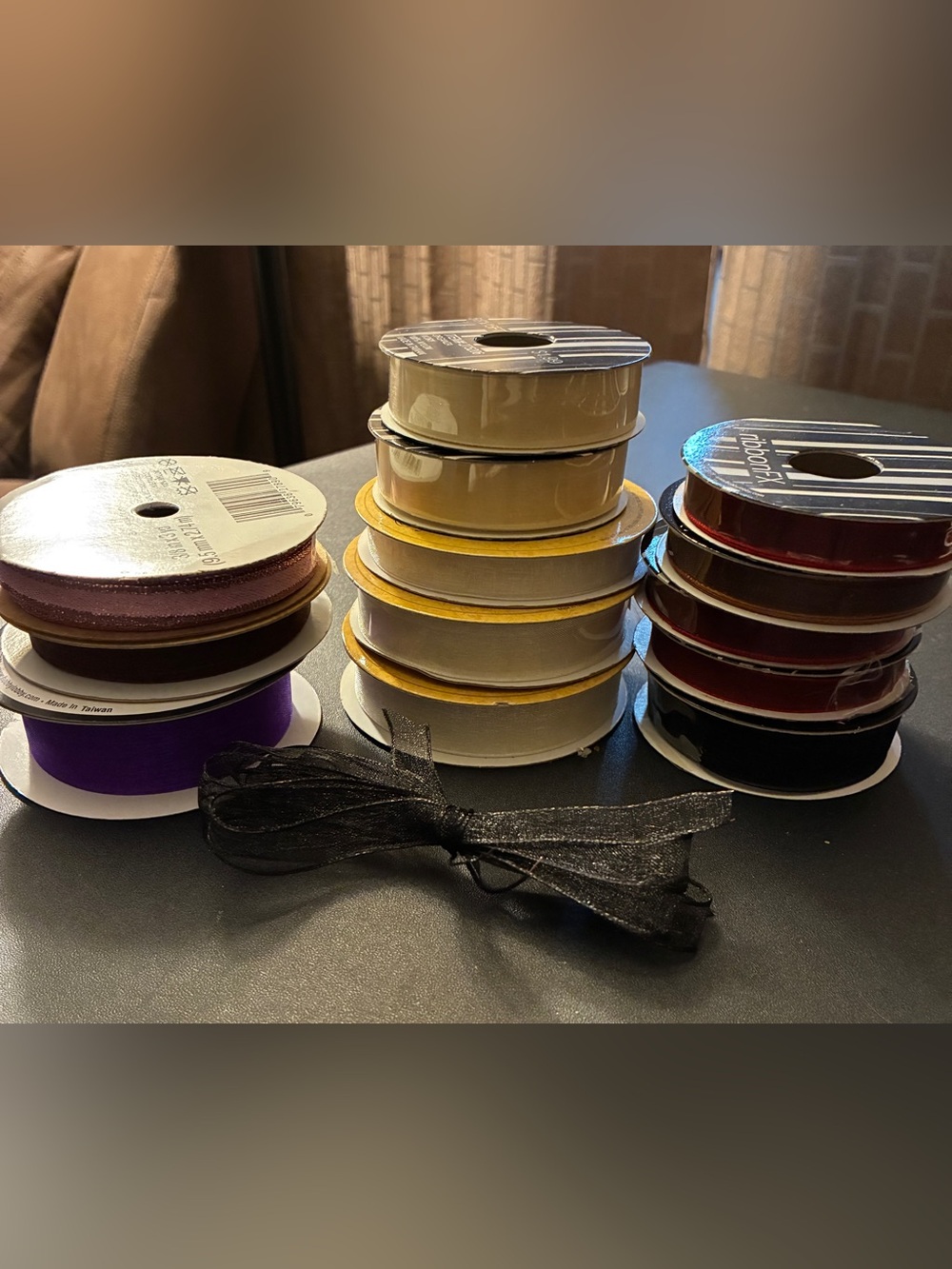 Mixed Ribbon Spool Set in Purple, Gold, Cream, Black & Red
